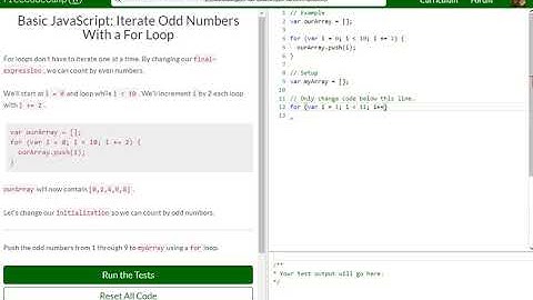 Basic JavaScript Iterate Odd Numbers With a For Loop free code camp   Dani
