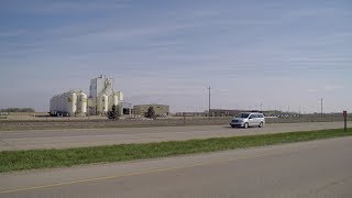 Lethbridge Alberta to Coaldale Town. Driving Tour of Highway in Canada. Countryside.