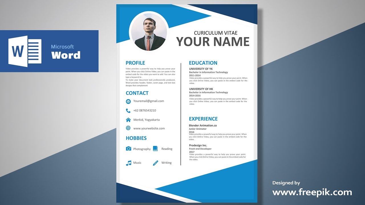 Awesome Blue Resume Design Tutorial In Microsoft Word (Silent Version) | Cv Designing