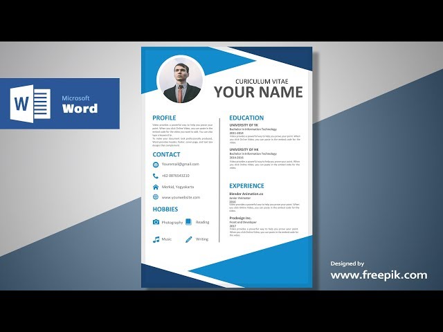 Awesome Blue Resume Design Tutorial in Microsoft Word (Silent Version) | CV Designing class=