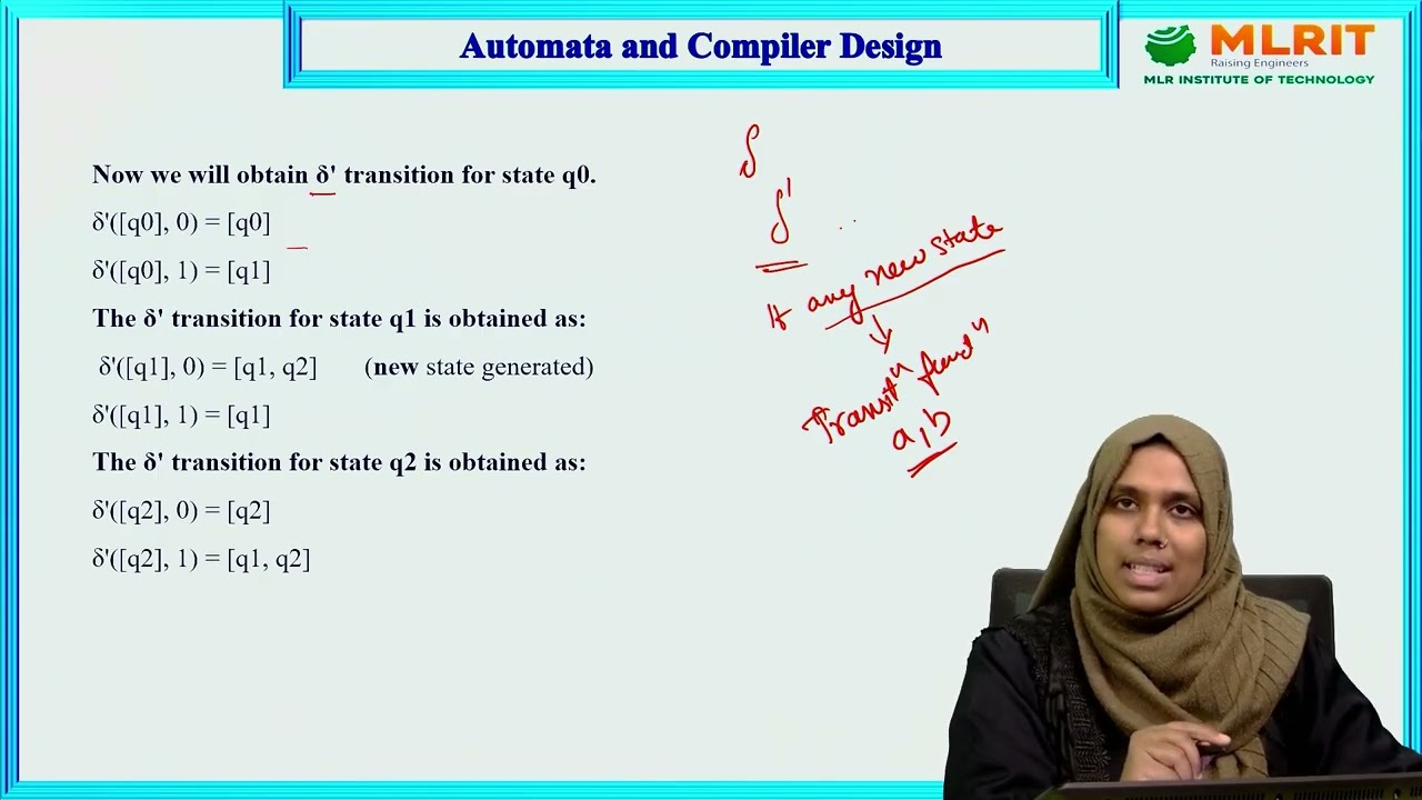 LEC04| Automata and Compiler Design | Conversion from NFA top DFA  by  Mrs. Zeenath Jaha Begum