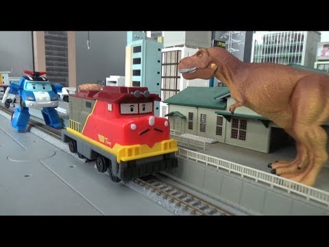 장난감 Robocar Poli Police <strong>Car</strong>! Stop the dinosaurs raiding the <strong>train</strong>! toys