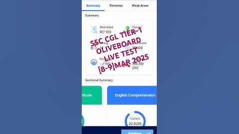 SSC CGL TIER-1 ☑️ OLIVEBOARD📚 [8-9]MAR📅2025 LIVE TEST✍️ #ssc #ssccgl #sscchsl #study #sscgd #shorts