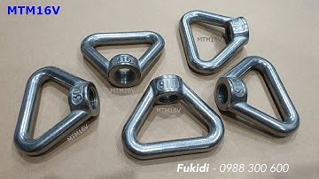 Móc treo ren âm, móc cẩu M16, hình tam giác, inox 304, tải trọng 380kg - MTM16V