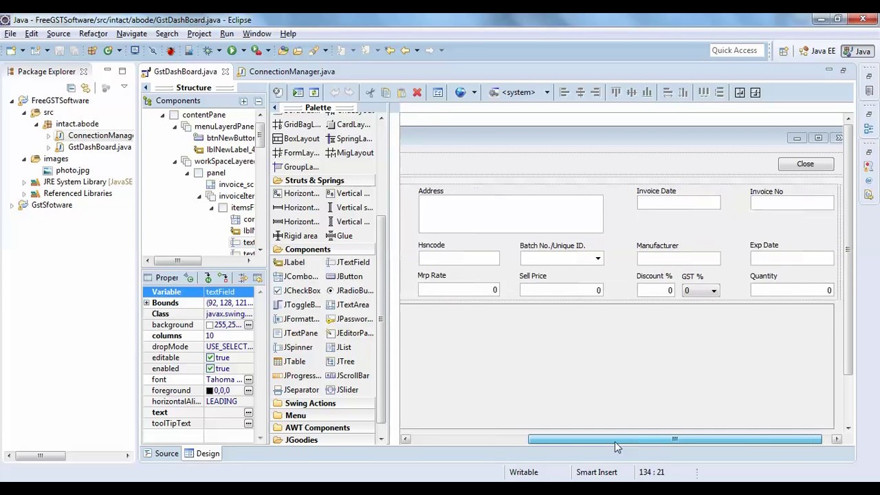 gst billing software invoice design with swing gui part 2 youtube