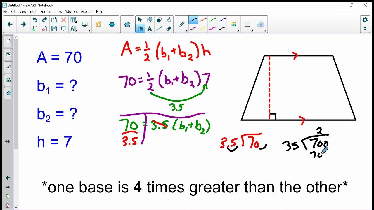 Finding 2 missing bases of a trapezoid - YouTube
