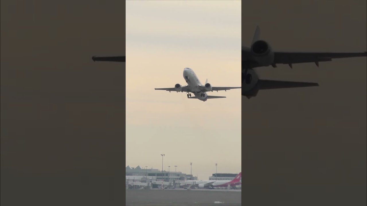 Sunrise takeoff of cargo Boeing-737 Swiftair from Budapest 