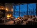 Heavy Snowfall in Cozy Cabin ❄️ Fireplace Crackling Sounds for Deep Sleep &amp; Winter Relaxation