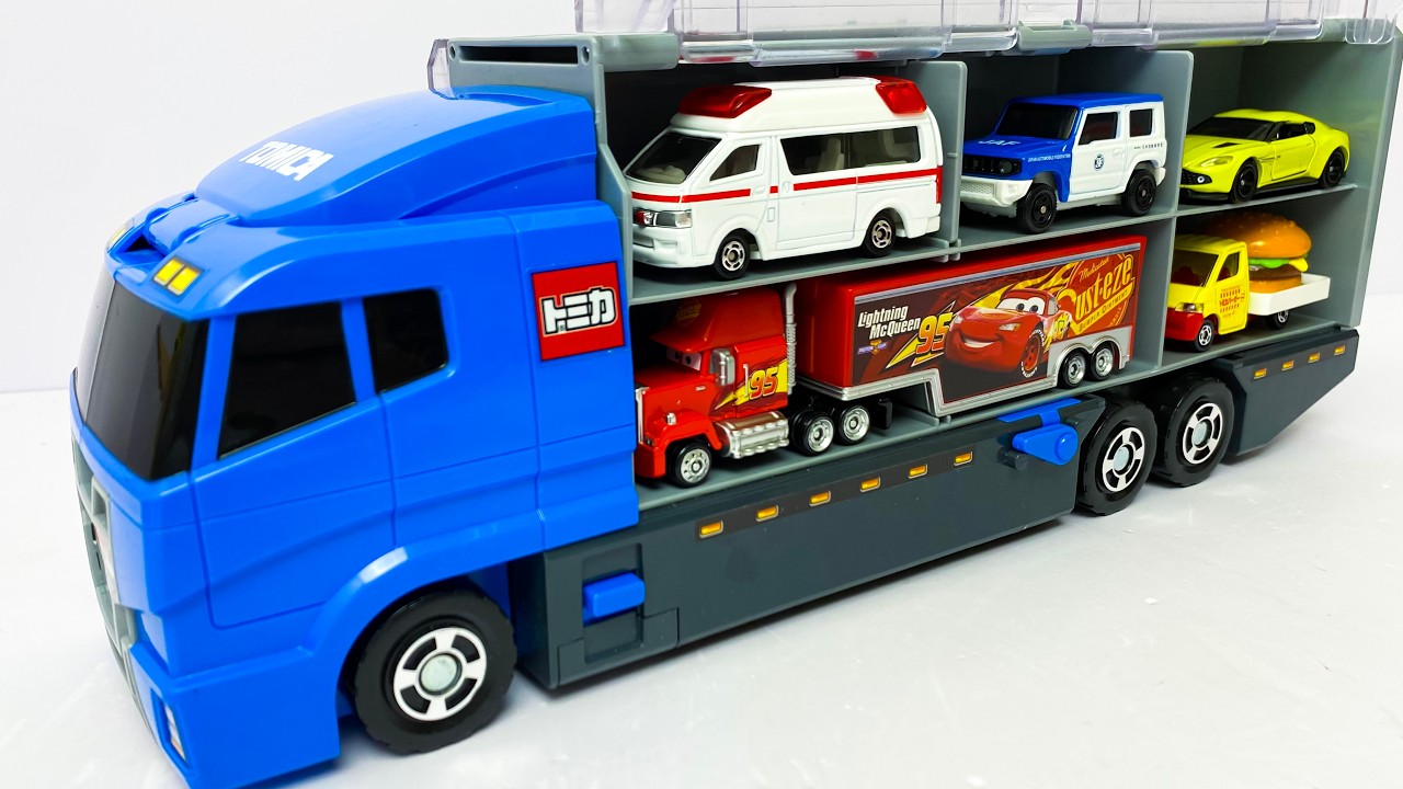 トミカ☆はたらくくるま開封＆コンボイ収納 ! ホンダNSXも参加