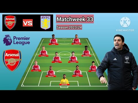 Arsenal vs Aston Villa ~ Arsenal 4-4-2 Formations With Tomiyasu Matchweek 33 Premier League 2023/24