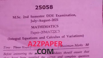 Mdu MSc Maths DDE 2nd Sem Integral Equation Question Paper 2021