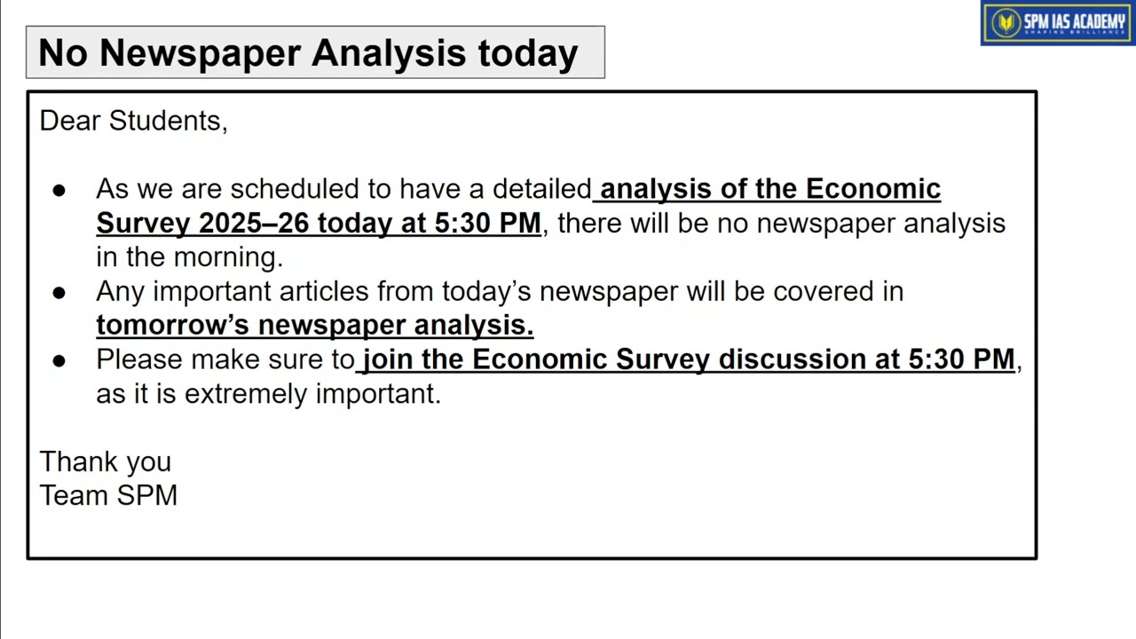 Newspaper Analysis| 29th January 2026 | APSC and UPSC Exam Preparation | SPM IAS