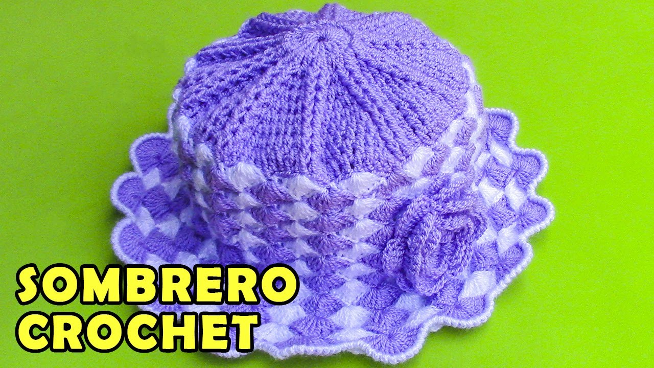 Sombrero tejido a crochet para bebé de 1 y 2 años paso a paso punto abanicos - YouTube