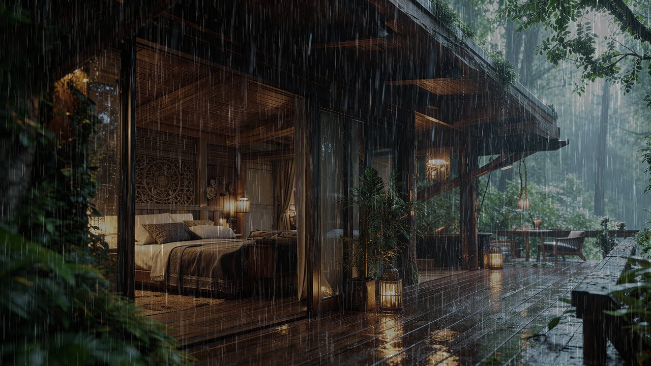 Rain Sounds for Deep Sleep | Cozy Forest Cabin at Night 🌲 Stress Relief ...
