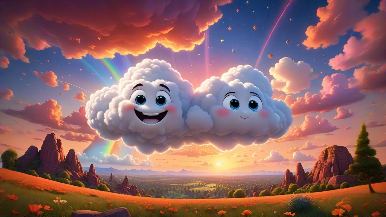 Six Tiny Clouds Float and Drift | Calm Nursery Rhyme for Kids | Baby Songs and Preschool Learning