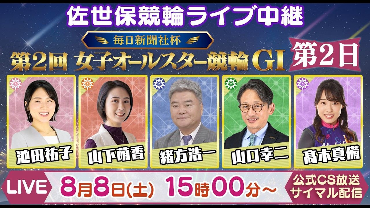8月8日 第2回 毎日新聞社杯 女子オールスター競輪【GⅠ】第2日 - YouTube
