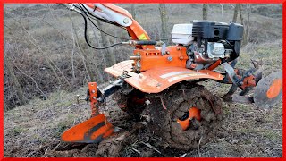 TEST at PLOWING with TILLER/motocultor RURIS 731K acc -mounting and adjusting PLUG/plough ruris 2020
