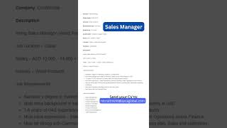 Sales Manager 11-03-2023 #uaejobs #dubaijobs #hiring #dubai #job #shorts #shortvideo