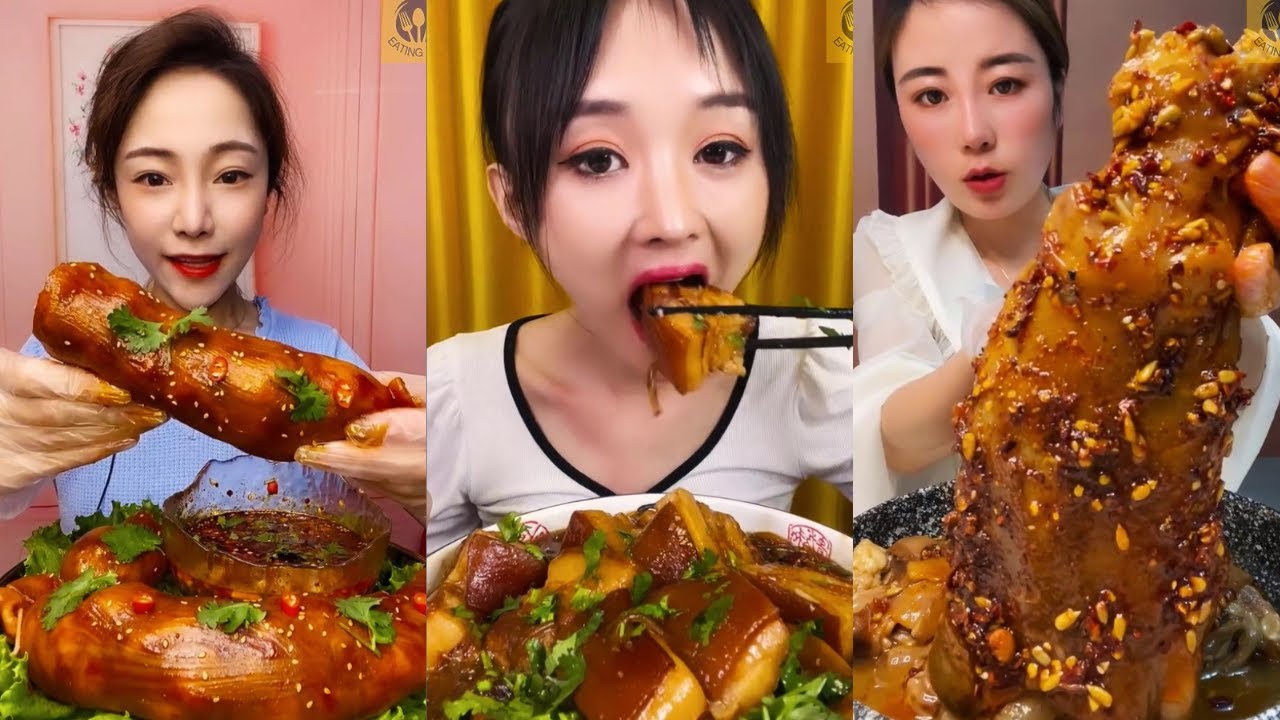 ASMR Chinese people eat braised pork belly  Chinese Mukbang  | EATING POP