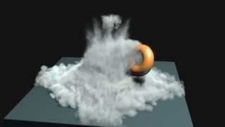 Hi res Blender smoke collision test with a moving object, smoke shadows