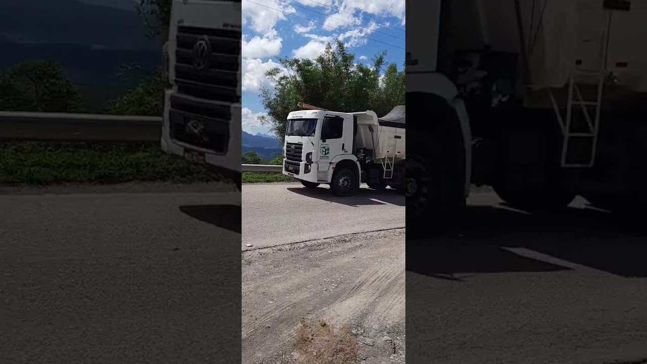 VW BRANCO CAÇAMBA CARREGADO 