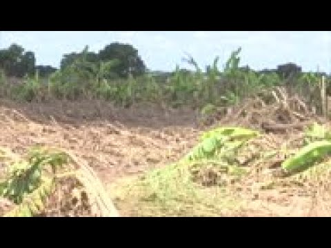 Villagers survey flood destruction in Mozambique