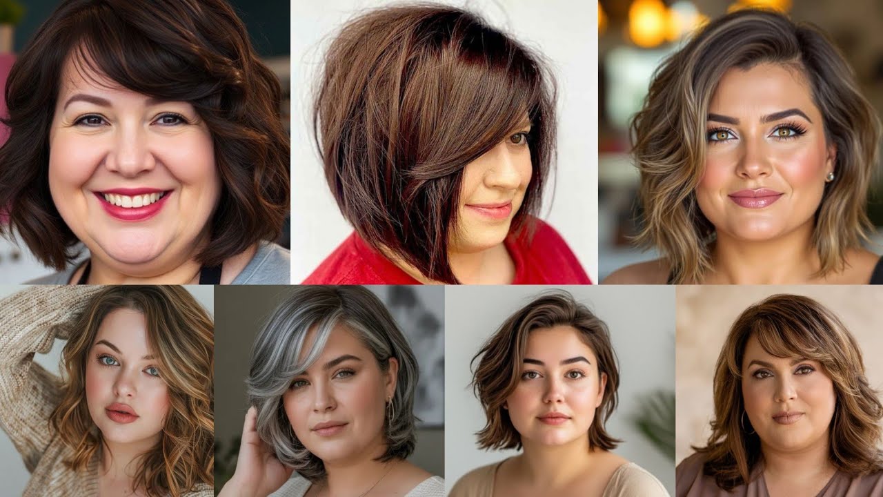 Лучшие стрижки для полных женщин с круглым лицом | Стройнящие и выгодно подчеркивающие фигуру при...