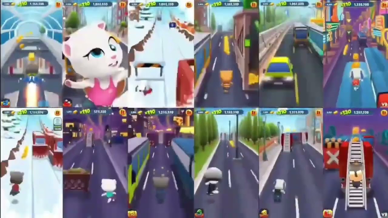 Talking Tom Gold Run Tom Angela Hank Ginger Ben Frosty Neon Office Agent Deputy Hawaiian Cowboy