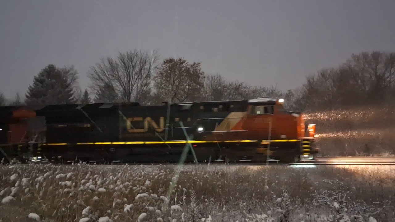 (Snowy Sunday Morning Grabs) CN M321 & CN M368 At Snider/Milepost 23 On The CN York Subdivision