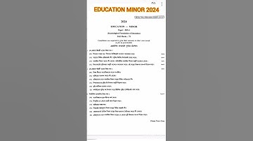 Education Minor 2024 2ndSemester Question Paper | Education Minor MN 2 Question 2024