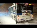 New York City Bus struggles in the snow at Parsons