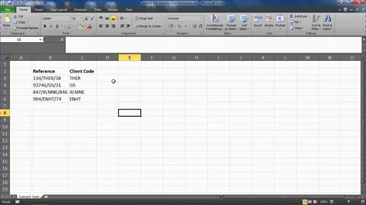 Extract Text Between Two Characters in Excel