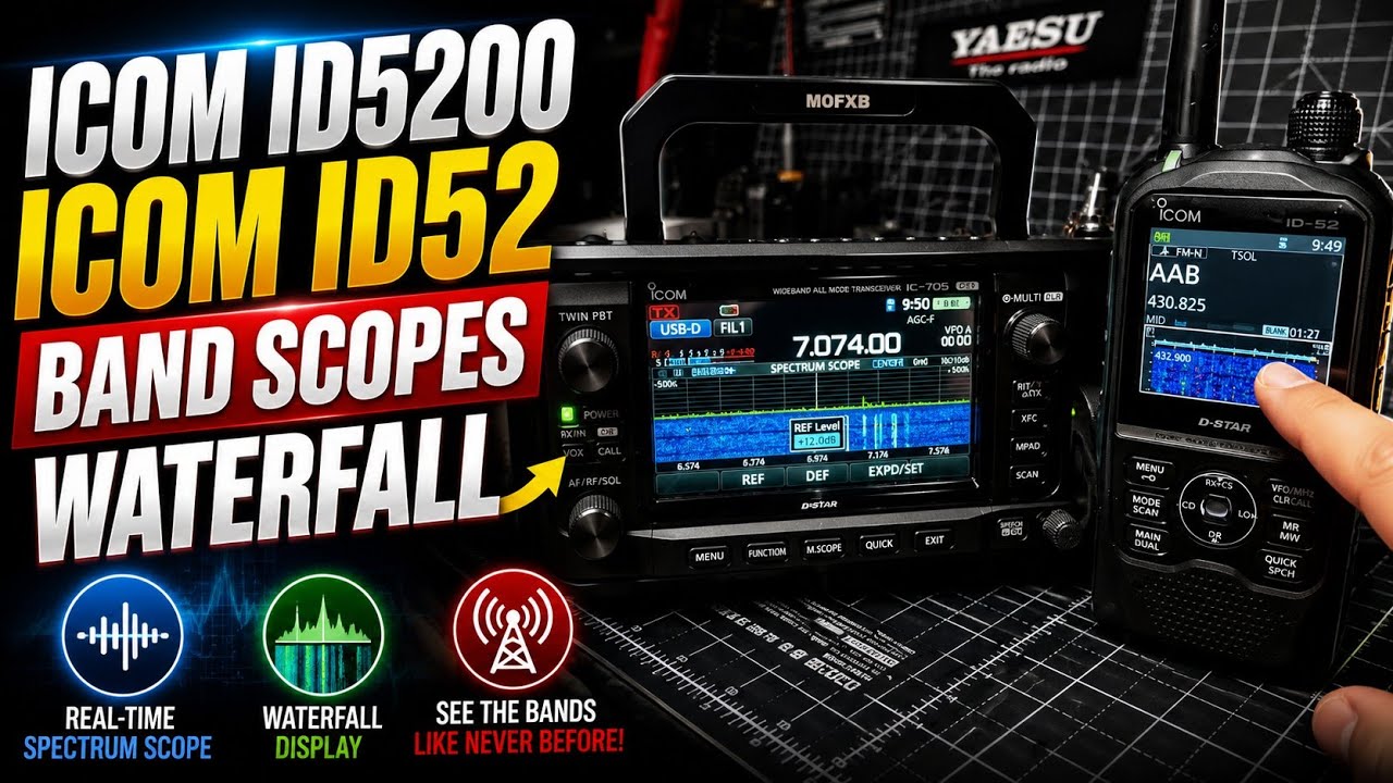 ICOM ID5200 ,ICOM ID52 - BAND SCOPES WATERFALL - YouTube