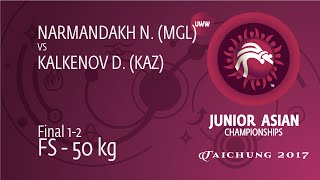 GOLD FS - 50 Kg: N. NARMANDAKH (MGL) Df. D. KALKENOV (KAZ), 17-13 GOLD FS - 50 Kg: N. NARMANDAKH (MGL) Df. D. KALKENOV (KAZ), 17-13