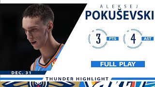 Aleksej Pokuševski&#39;s Full Boxscore Play: 3 PTS, 4 AST, 6 TOV vs Pelicans | 2020-21 Season - 12.31.20