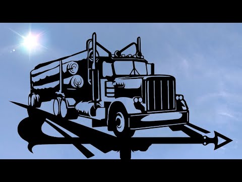 Флюгер Вантажівка з дровами, Фура, флюгер на дах з металу 2 мм., видео 1