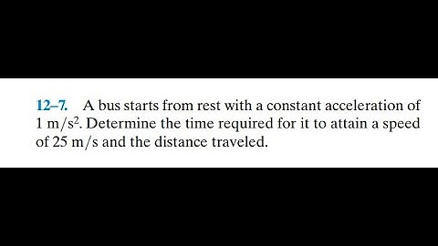 A bus starts from rest with a constant acceleration of . Determine the time required for it to attai