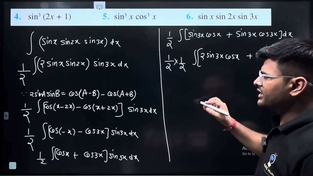 6.Integrate  sinx sin 2x sin 3x - youtube