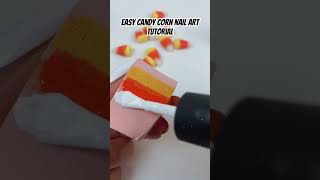 Easy and Simple Candy Corn Nail Art Tutorial #shorts #halloweennails