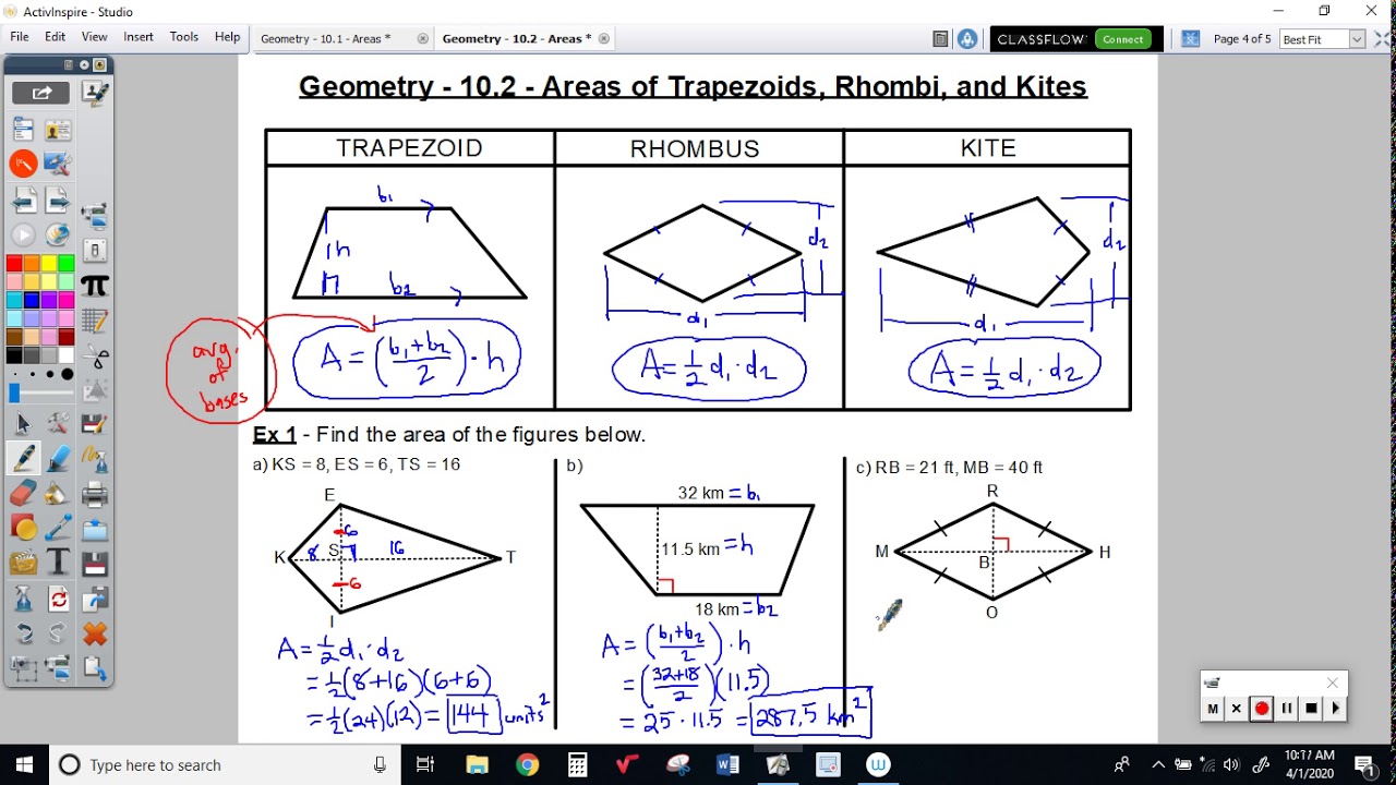 Geometry 10 2 Areas Of Trapezoids Rhombi And Kites YouTube geometry-10-2-areas-of-trapezoids-rhombi-and-kites-youtube