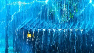 Download Lagu Fall into Sleep Immediately with Heavy Rain \u0026 Rumbling Thunder on a Tin Roof in the Foggy Forest MP3