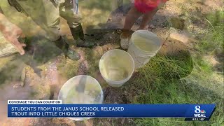 Lancaster County students release trout they raised into Little Chiques Creek