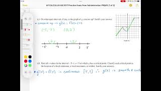 2017 AP Calculus AB Practice Exam FRQ#3(c,d)