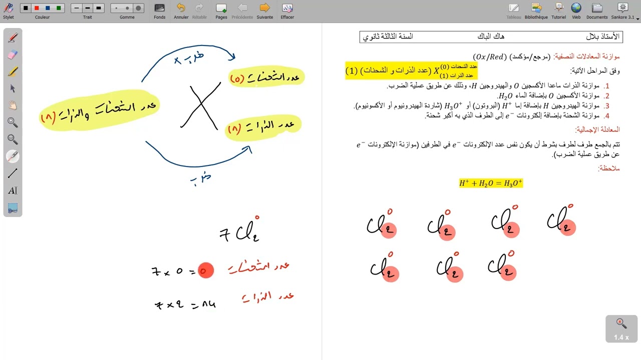 موازنة المعادلات أكسدة إرجاع رقم1