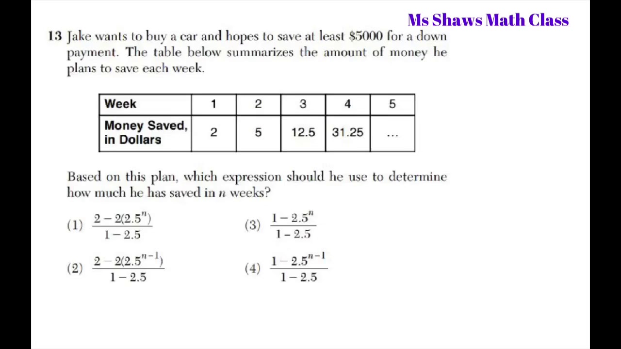 Regents Algebra II August 2018 #13 - YouTube