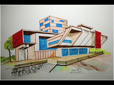 Architecture Modern House Design Freehand Drawing Youtube