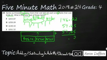 4th Grade STAAR Practice Adding and Subtracting Whole Numbers and Decimals (4.4A - #5)