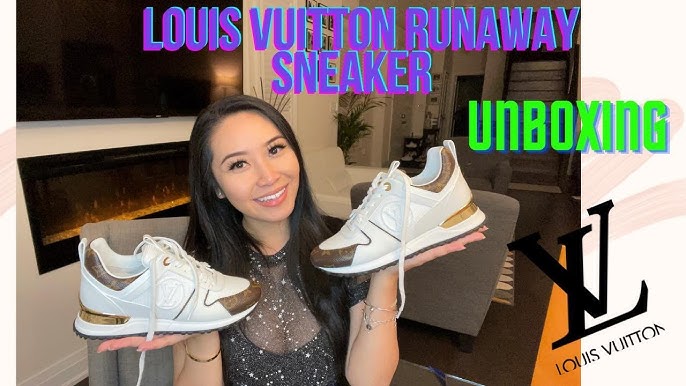 Authentic LOUIS VUITTON Women's White Run Away Sneakers Size