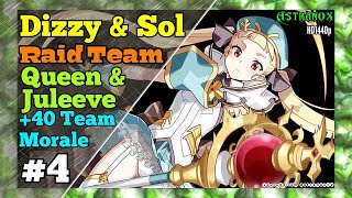 EPIC SEVEN Dizzy & Sol Badguy Raid Lab (40 Morale Team) Queen & Juleeve Gameplay Epic 7 Raiding