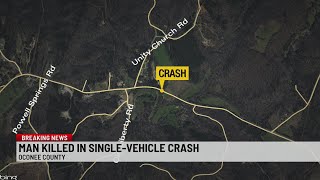One killed in single-vehicle crash in Oconee County